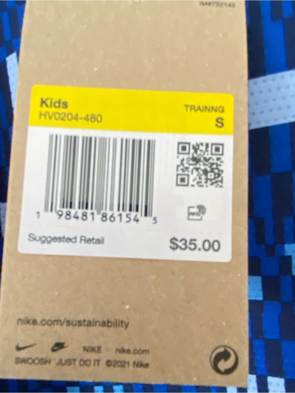 NIKE Boy’s Dri-FIT “Short Sleeve Patterned Tee” Size Small Blue/White NWT